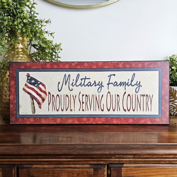 Military Family Proudly Serving Our Country Wooden Patriotic Sign Home Decor - Picture 2 of 11